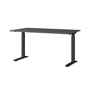 Schreibtisch DOWNEY, manuell höhenverstellbar, 68-91cm (H), 140x80cm (BxT), rechteckig, graphit / schwarz