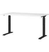 Schreibtisch DOWNEY, manuell höhenverstellbar, 68-91cm (H), 140x80cm (BxT), rechteckig, weiß / schwarz