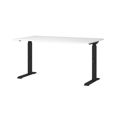 Schreibtisch DOWNEY, manuell höhenverstellbar, 68-91cm (H), 140x80cm (BxT), rechteckig, weiß / schwarz