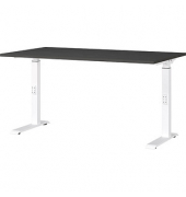 Schreibtisch DOWNEY, manuell höhenverstellbar, 68-91cm (H), 140x80cm (BxT), rechteckig, graphit / weiß