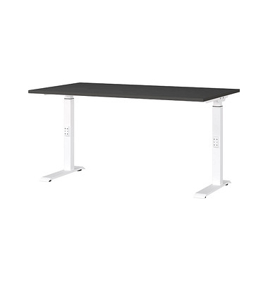 Schreibtisch DOWNEY, manuell höhenverstellbar, 68-91cm (H), 140x80cm (BxT), rechteckig, graphit / weiß