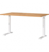 Schreibtisch DOWNEY, manuell höhenverstellbar, 68-91cm (H), 140x80cm (BxT), rechteckig, navarra-eiche / weiß