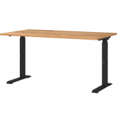 Schreibtisch DOWNEY, manuell höhenverstellbar, 68-91cm (H), 140x80cm (BxT), rechteckig, navarra-eiche / schwarz