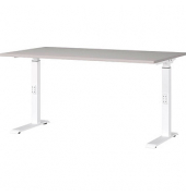 Schreibtisch DOWNEY, manuell höhenverstellbar, 68-91cm (H), 140x80cm (BxT), rechteckig, kaschmir / weiß