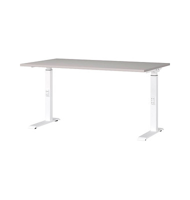 Schreibtisch DOWNEY, manuell höhenverstellbar, 68-91cm (H), 140x80cm (BxT), rechteckig, kaschmir / weiß