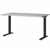 Schreibtisch DOWNEY, manuell höhenverstellbar, 68-91cm (H), 140x80cm (BxT), rechteckig, kaschmir / schwarz