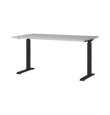 DOWNEY höhenverstellbarer Schreibtisch kaschmir rechteckig, C-Fuß-Gestell schwarz 140,0 x 80,0 cm 