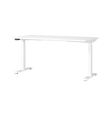 Sitz-Steh-Schreibtisch JET, elektrisch höhenverstellbar, 72-120cm (H), 160x80cm (BxT), rechteckig, weiß / weiß