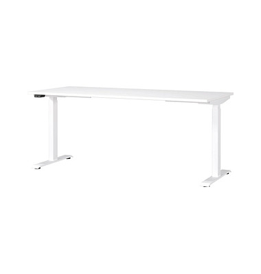 Sitz-Steh-Schreibtisch JET, elektrisch höhenverstellbar, 72-120cm (H), 180x80cm (BxT), rechteckig, weiß / weiß