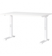Schreibtisch DOWNEY, manuell höhenverstellbar, 68-91cm (H), 120x80cm (BxT), rechteckig, weiß / weiß