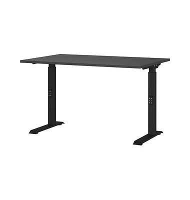 Schreibtisch DOWNEY, manuell höhenverstellbar, 68-91cm (H), 120x80cm (BxT), rechteckig, graphit / schwarz