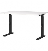 Schreibtisch DOWNEY, manuell höhenverstellbar, 68-91cm (H), 120x80cm (BxT), rechteckig, weiß / schwarz