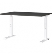 Schreibtisch DOWNEY, manuell höhenverstellbar, 68-91cm (H), 120x80cm (BxT), rechteckig, graphit / weiß