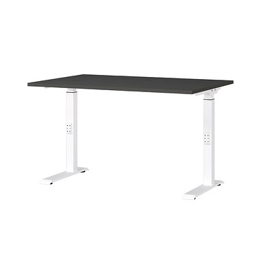 Schreibtisch DOWNEY, manuell höhenverstellbar, 68-91cm (H), 120x80cm (BxT), rechteckig, graphit / weiß