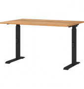 Schreibtisch DOWNEY, manuell höhenverstellbar, 68-91cm (H), 120x80cm (BxT), rechteckig, navarra-eiche / schwarz