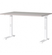 Schreibtisch DOWNEY, manuell höhenverstellbar, 68-91cm (H), 120x80cm (BxT), rechteckig, kaschmir / weiß