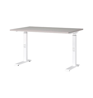 DOWNEY höhenverstellbarer Schreibtisch kaschmir rechteckig, C-Fuß-Gestell weiß 120,0 x 80,0 cm 