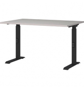 Schreibtisch DOWNEY, manuell höhenverstellbar, 68-91cm (H), 120x80cm (BxT), rechteckig, kaschmir / schwarz