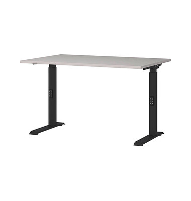Schreibtisch DOWNEY, manuell höhenverstellbar, 68-91cm (H), 120x80cm (BxT), rechteckig, kaschmir / schwarz