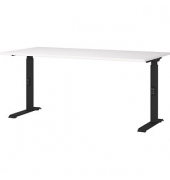 Schreibtisch DOWNEY, manuell höhenverstellbar, 68-91cm (H), 160x80cm (BxT), rechteckig, weiß / schwarz