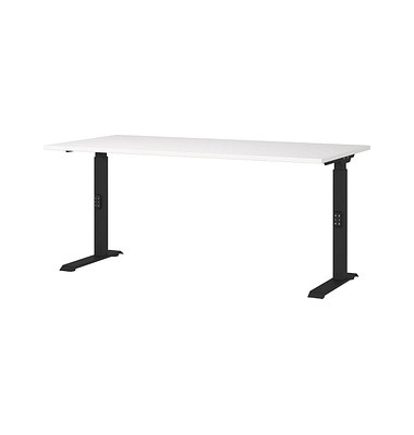DOWNEY höhenverstellbarer Schreibtisch weiß rechteckig, C-Fuß-Gestell schwarz 160,0 x 80,0 cm 
