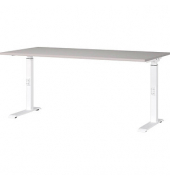 Schreibtisch DOWNEY, manuell höhenverstellbar, 68-91cm (H), 160x80cm (BxT), rechteckig, kaschmir / weiß
