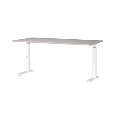 DOWNEY höhenverstellbarer Schreibtisch kaschmir rechteckig, C-Fuß-Gestell weiß 160,0 x 80,0 cm 