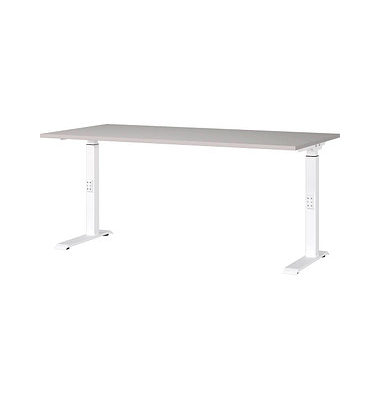 Schreibtisch DOWNEY, manuell höhenverstellbar, 68-91cm (H), 160x80cm (BxT), rechteckig, kaschmir / weiß