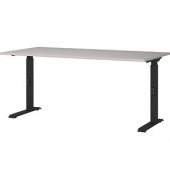 DOWNEY höhenverstellbarer Schreibtisch kaschmir rechteckig, C-Fuß-Gestell schwarz 160,0 x 80,0 cm 