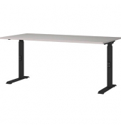 Schreibtisch DOWNEY, manuell höhenverstellbar, 68-91cm (H), 160x80cm (BxT), rechteckig, kaschmir / schwarz