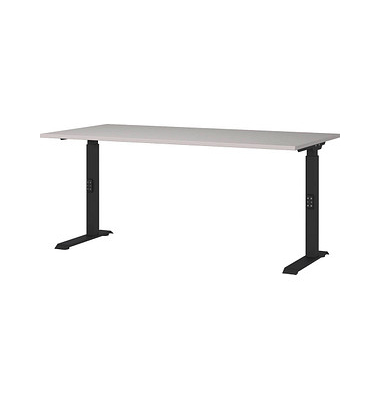 DOWNEY höhenverstellbarer Schreibtisch kaschmir rechteckig, C-Fuß-Gestell schwarz 160,0 x 80,0 cm 