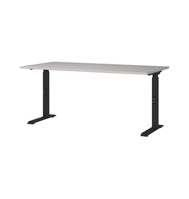 Schreibtisch DOWNEY, manuell höhenverstellbar, 68-91cm (H), 160x80cm (BxT), rechteckig, kaschmir / schwarz