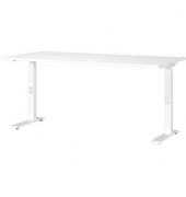Schreibtisch DOWNEY, manuell höhenverstellbar, 68-91cm (H), 160x80cm (BxT), rechteckig, weiß / weiß