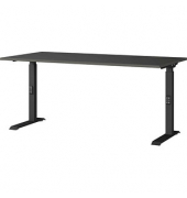 Schreibtisch DOWNEY, manuell höhenverstellbar, 68-91cm (H), 160x80cm (BxT), rechteckig, graphit / schwarz