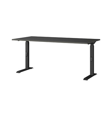 Schreibtisch DOWNEY, manuell höhenverstellbar, 68-91cm (H), 160x80cm (BxT), rechteckig, graphit / schwarz