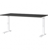 Schreibtisch DOWNEY, manuell höhenverstellbar, 68-91cm (H), 160x80cm (BxT), rechteckig, graphit / weiß