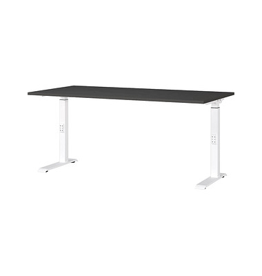 Schreibtisch DOWNEY, manuell höhenverstellbar, 68-91cm (H), 160x80cm (BxT), rechteckig, graphit / weiß