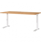 Schreibtisch DOWNEY, manuell höhenverstellbar, 68-91cm (H), 160x80cm (BxT), rechteckig, navarra-eiche / weiß