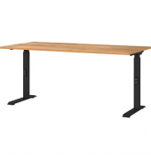 Schreibtisch DOWNEY, manuell höhenverstellbar, 68-91cm (H), 160x80cm (BxT), rechteckig, navarra-eiche / schwarz