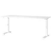 Schreibtisch DOWNEY, manuell höhenverstellbar, 68-91cm (H), 180x80cm (BxT), rechteckig, weiß / weiß