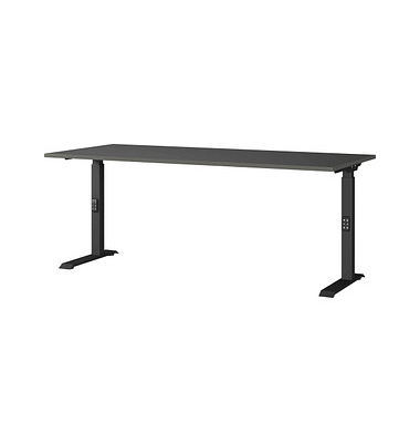 Schreibtisch DOWNEY, manuell höhenverstellbar, 68-91cm (H), 180x80cm (BxT), rechteckig, graphit / schwarz