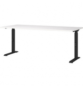Schreibtisch DOWNEY, manuell höhenverstellbar, 68-91cm (H), 180x80cm (BxT), rechteckig, weiß / schwarz