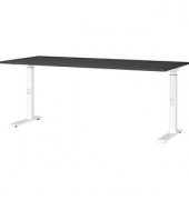 Schreibtisch DOWNEY, manuell höhenverstellbar, 68-91cm (H), 180x80cm (BxT), rechteckig, graphit / weiß
