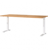 Schreibtisch DOWNEY, manuell höhenverstellbar, 68-91cm (H), 180x80cm (BxT), rechteckig, navarra-eiche / weiß