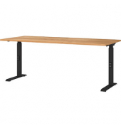 Schreibtisch DOWNEY, manuell höhenverstellbar, 68-91cm (H), 180x80cm (BxT), rechteckig, navarra-eiche / schwarz