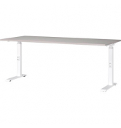 Schreibtisch DOWNEY, manuell höhenverstellbar, 68-91cm (H), 180x80cm (BxT), rechteckig, kaschmir / weiß