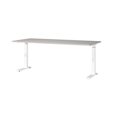 DOWNEY höhenverstellbarer Schreibtisch kaschmir rechteckig, C-Fuß-Gestell weiß 180,0 x 80,0 cm 