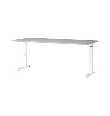 Schreibtisch DOWNEY, manuell höhenverstellbar, 68-91cm (H), 180x80cm (BxT), rechteckig, kaschmir / weiß