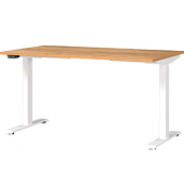 Sitz-Steh-Schreibtisch JET, elektrisch höhenverstellbar, 72-120cm (H), 140x80cm (BxT), rechteckig, navarra-eiche / weiß