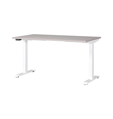 Sitz-Steh-Schreibtisch JET, elektrisch höhenverstellbar, 72-120cm (H), 140x80cm (BxT), rechteckig, kaschmir / weiß
